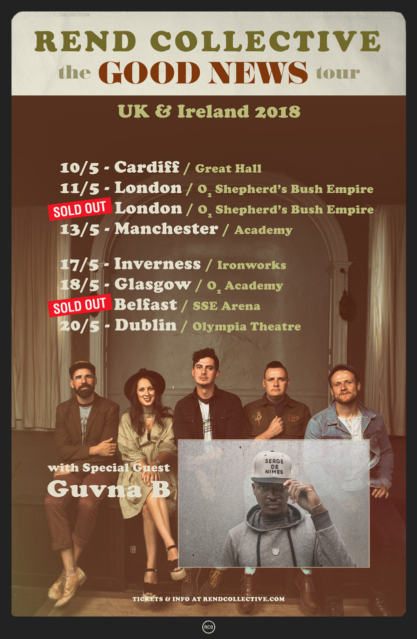 Rend Collective Announce Guvna B To Join Them For The Good News UK & Ireland Tour